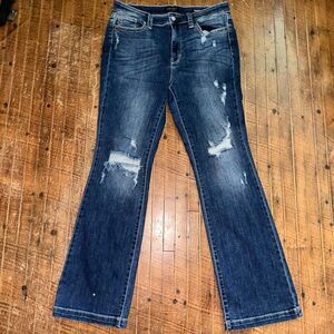 Judy Blue distressed western bootcut 13/31 boutique jeans